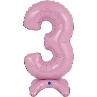 Цифра 3 Розовая на подставке