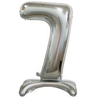 Шарик цифра "7 серебро на подставке"