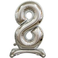 Шарик цифра "8 серебро на подставке"