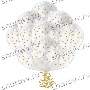 Шары латекс "Горошек мелк. зол. крист."