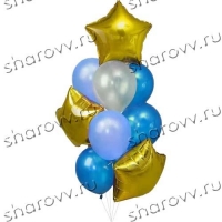 Фонтан из шаров "Золото-голубой"