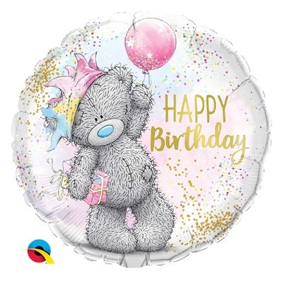 Шар круг "Happy Birthday Мишка Тедди"