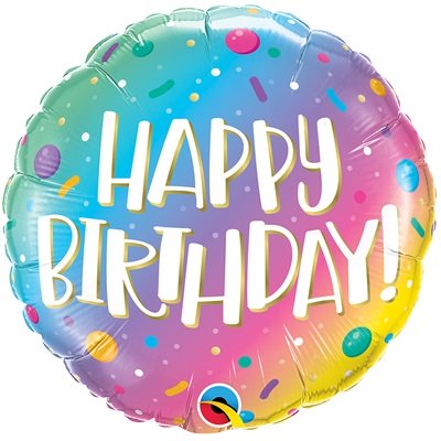 Шар круг "Happy Birthday Омбре конфетти"