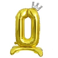 Шар цифра "0 золотая с короной"