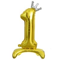 Шар цифра "1 золотая с короной"