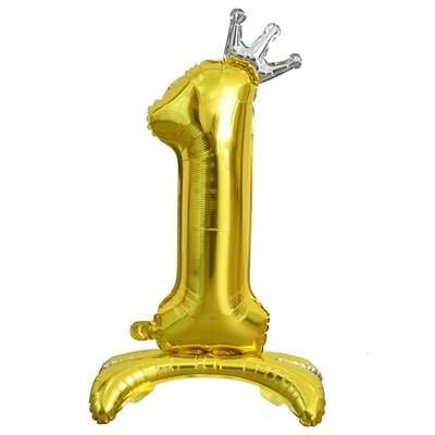 Шар цифра "1 золотая с короной"