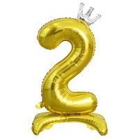 Шар цифра "2 золотая с короной"