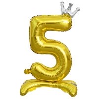 Шар цифра "5 золотая с короной"
