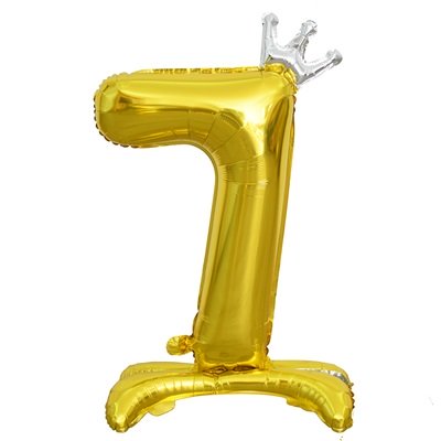 Шар цифра "7 золотая с короной"