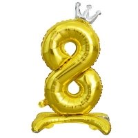 Шар цифра "8 золотая с короной"