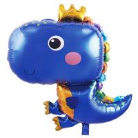 Шар фигура "Динозаврик синий в короне"