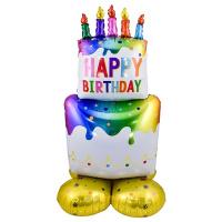 Шар на подставке "Happy Birthday Торт со свечками"