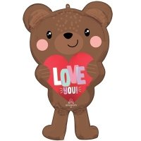 Шар фигура "Мишка с сердцем LOVE YOU"