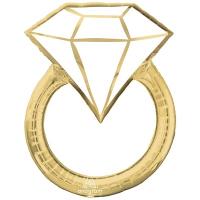 Шар фигура "Кольцо с бриллиантом золотое"