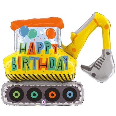 Шар фигура "Happy Birthday Экскаватор"