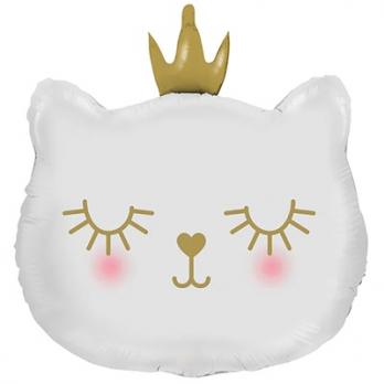 Шар фигура "Кошка в короне голова белая"