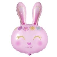 Шар фигура "Заяц с цветочным ободком розовый"