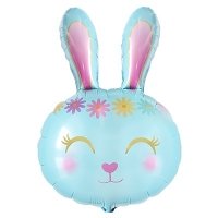 Шар фигура "Заяц с цветочным ободком голубой"