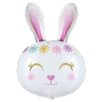 Шар фигура "Заяц цветочный ободок белый"