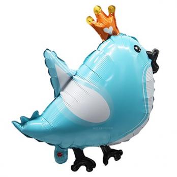 Шар фигура "Птичка с короной голубая"