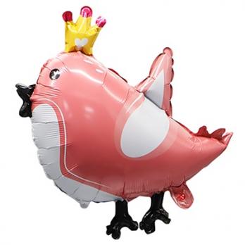 Шар фигура "Птичка с короной розовая"