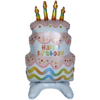 Шар фигура "Торт со свечками пастель"