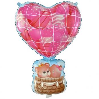 Шарик фигура "Воздушный шар сердце с мишками"