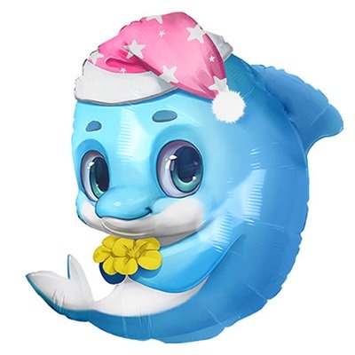 Шар фигура "Дельфин малыш голубой"