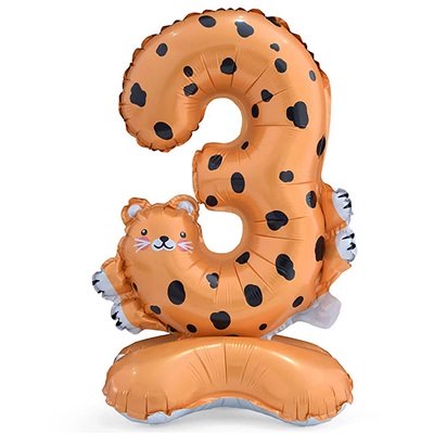 Шар цифра "3 Леопард на подставке"