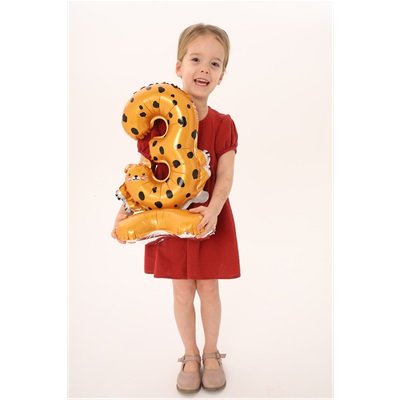 Шар цифра "3 Леопард на подставке"