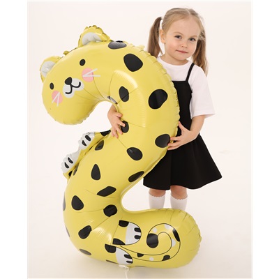 Шарик цифра "2 Зоопарк Леопард"