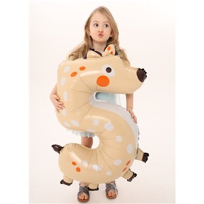 Шар цифра "5 Зоопарк Олень"