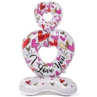 Шар фигура "Сердца I Love You белые"