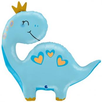 Шар фигура "Динозаврик голубой в короне"