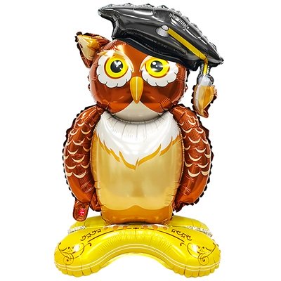 Шар фигура "Сова Выпускник темно-коричневый"
