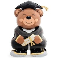 Шар фигура "Мишка Выпускник коричневый"