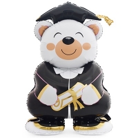 Шар фигура "Мишка Выпускник белый"