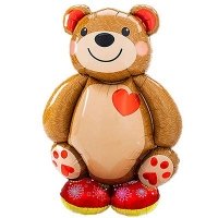 Шар на подставке "Мишка с красным сердцем"