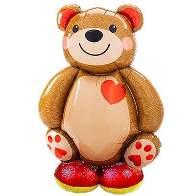 Шар на подставке "Мишка с красным сердцем"