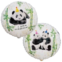 Шар круг "С Днем Рождения Панды фотографичные"