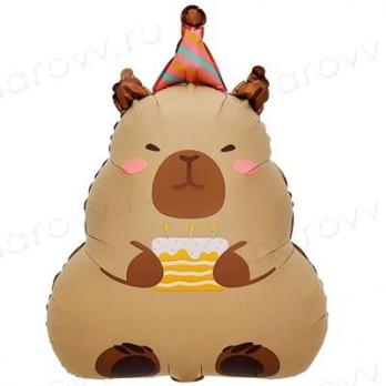 Шар фигура "Капибара в колпаке с тортом" Шар фигура "Капибара в колпаке с тортом"