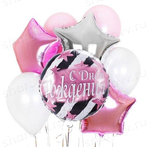 Облако из шаров "Звездный пинк"