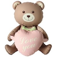 Шар фигура "Мишка с розовым сердцем"