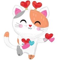 Шар фигура "Кот с сердцами антенками"