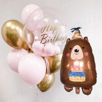 Сет из шаров "Мишка с шариками и тортом"