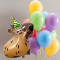 Сет из шаров "Капибара и букет ассорти"