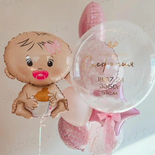 Сет из шаров "Розовый в горошек"