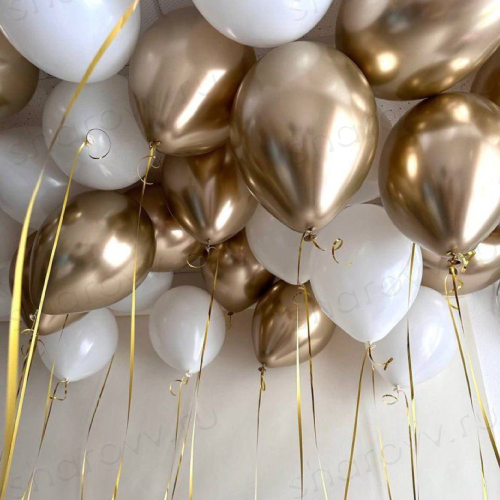 Шарики под потолок "Белый в золоте"