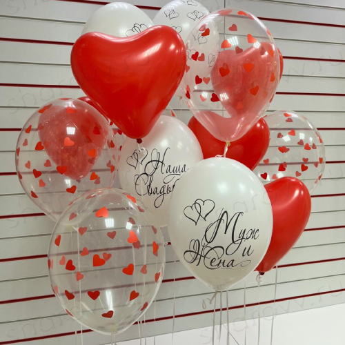 Облако из воздушных шаров в день свадьбы "Эмили"