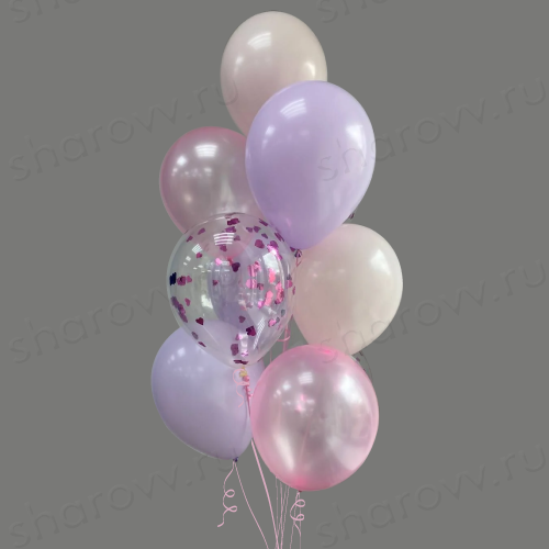 Фонтан латексных шариков "Сюрприз в сияющих сердечках"